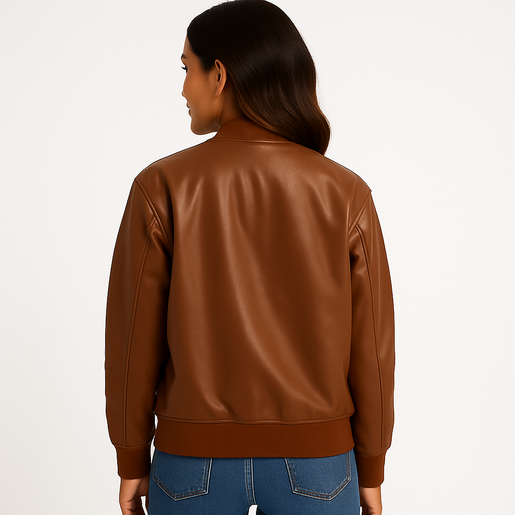 Lange leren jas baseballstijl